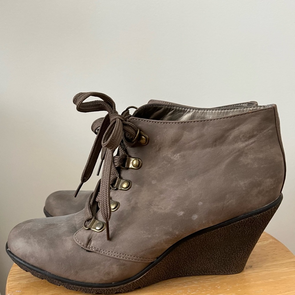 Brown Wedge Ankle Boots